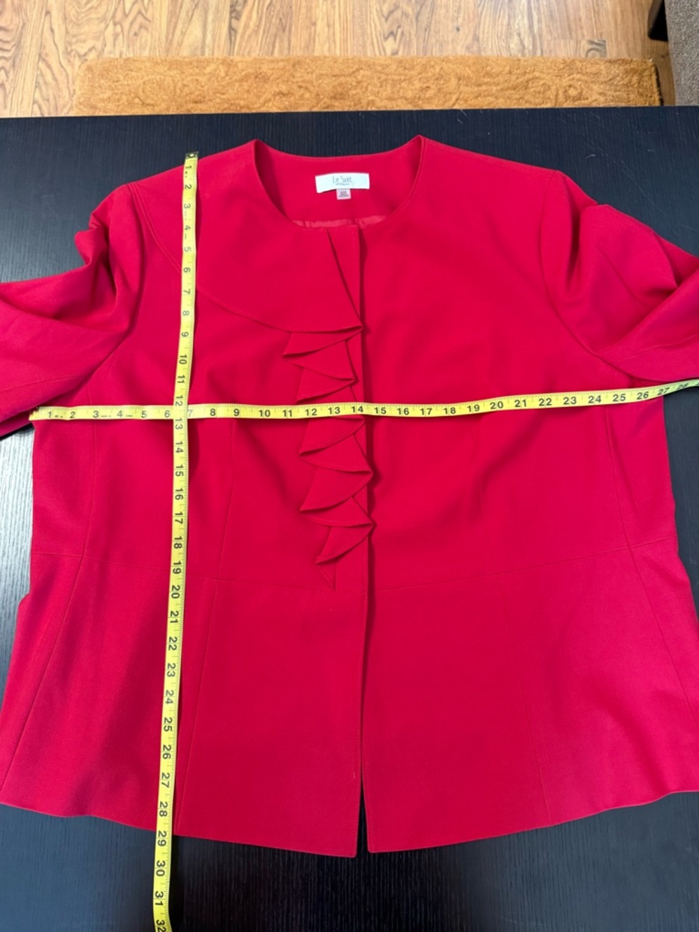 ❣️🆕Le Suit Cherry Red Cascade Ruffle Skirt Suit Set Plus Size $265 MSRP❣️ - Picture 11 of 12